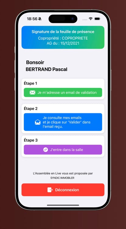 Ecran Application Mobile Feuille de présence